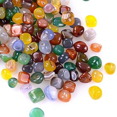 Imagem de KINGOU 425 g de ágata polida, pedras, pedras, pedras, pedras, cascalho colorido, para suculentas, plantas e enchimentos de vasos, decoração de aquário