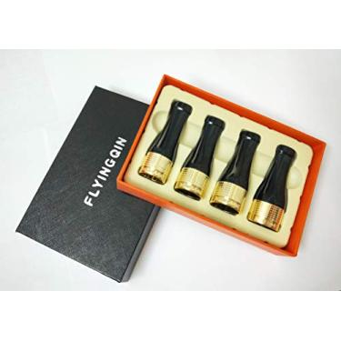 Imagem de FLYINGQIN Conjunto de tubos de charuto com padrão de escultura de resina de cobre puro em 4 tamanhos, prata brilhante, ouro, vintage, prata (ouro)