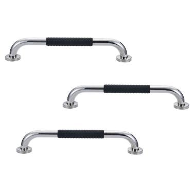 Imagem de Barra de Apoio 30cm Inox Suporte Antiderrapante Kit 3 unidades Banheiro Box Idoso Gestante Criança Cadeirante Acessibilidade