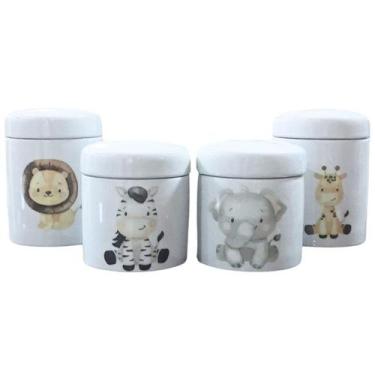 Imagem de Kit higiene bebê Safari 4 potes - Tudo Porcelana - Antilope Decor Porc