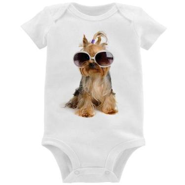 Imagem de Body Bebê Yorkshire de Óculos - Foca na Moda, Branco, GG