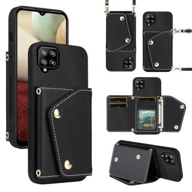 Imagem de Dibosom Capa carteira de luxo para Samsung Galaxy A22 4G 6,4 polegadas com bolsa flip fina e fina e alça de ombro, suporte para cartão de crédito, acessórios para celular para M32 M22 F22 A 22 22A G4