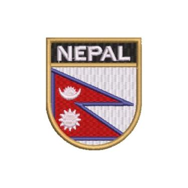 Imagem de BP0041E-011 Bandeira Nepal Patch Bordado 5,7×6,8cm (D- Arquivo Matriz para bordar.)