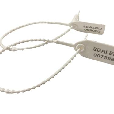 Imagem de Duebass Pacote com 500 etiquetas de segurança de vedação de plástico para caminhões selos numerados para extintores de incêndio de 250 mm (branco)