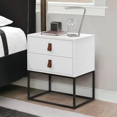 Imagem de Mesa De Cabeceira Unic 45 Branco Com pés Em Metalon Preto