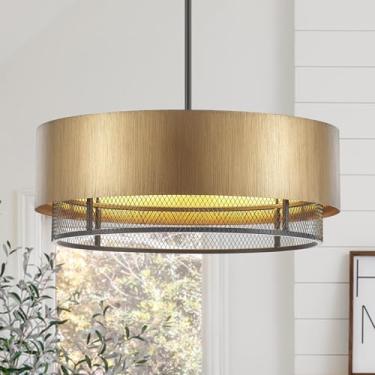 Imagem de VANZARLA Lustre Vintage De 4 Luzes Para Sala De Jantar, Lustre Industrial Moderno De Fazenda Para Entrada, Luminária Pendente De Tambor Para Quarto, Hall De Entrada, Cozinha