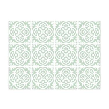 Imagem de Adreamer90 Adesivos de azulejo de papel de parede de vinil verde claro 15 x 15 cm descasque e cole no backsplash, decalques autoadesivos para decoração de cozinha, banheiro, lavanderia, chuveiro (12