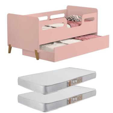 Imagem de Mini Cama Cecília com Auxiliar/Sapateira e 2 Colchões. (Rose)