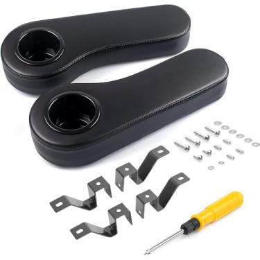 Imagem de NOKINS Apoio de braço de carrinho de golfe com suporte de copo para EZGO/Club Car/Yamaha e a maioria dos carrinhos de golfe, estrutura de suporte de aço inoxidável resistente sem inclinação sem