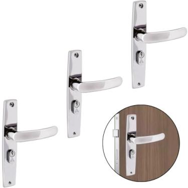 Imagem de Fechadura Para Porta Externa Aço Inox Polido Cromado | Aliança | Kit 03 Un