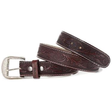 Imagem de Cinto Country Floral Feminino Couro Entalhado Para Cowgirls - Pampas C
