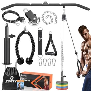 Imagem de SERTT Sistema de polia de cabo de peso, acessórios de máquina de cabo polia profissional para tríceps pull down, bíceps, tríceps, exercícios de braço, sistema de polia pulldown LAT para academia em