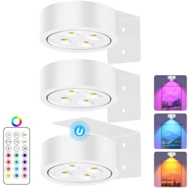 Imagem de SIXDEFLY Luz de imagem RGB operada por bateria luzes de pintura para exibição magnética de parede sem fio luz artística com controles remotos, regulável e temporizador para arte de moldura, pacote com