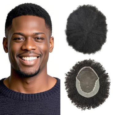Imagem de LYRICAL HAIR Unidades De Cabelo Para Homens Negros, Afro Crespo Cacheado Masculino Peruca Afro Crespo Peruca Cabelo Humano Peça Renda Frontal Afro-Americano Sistema De Substituição De Cabelo Masculi