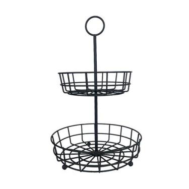 Imagem de Fruteira De Mesa Redondo 2 Andares Organizador Em Ferro 24cm - Hauskra