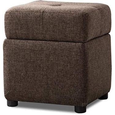 Imagem de Banqueta para os pés otomana para os pés e pufes com armazenamento, caixas de cubo otomano, bancos de salão de tecido de linho, cadeira, 4 pernas de madeira para sala de estar, quarto, descanso para