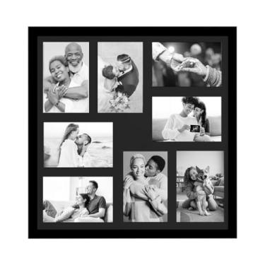 Imagem de Painel Multifotos Quadrado de Vidro com Paspatur Expositor para 8 Fotos 10X15 Versátil para Parede ou Balcão Outlet dos Quadros (Preto)