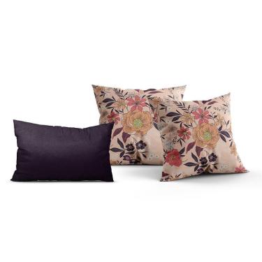 Imagem de Kit Almofadas Decorativas Estampada Retangular Bege