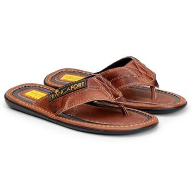 Imagem de Chinelo Masculino Em Couro Legitimo Forrado Confortável Leve  - Franca