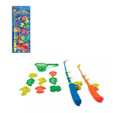 Imagem de Pescaria Infantil 2 Varas De Pesca Pega Peixes Brinquedo Rede - PicaPa