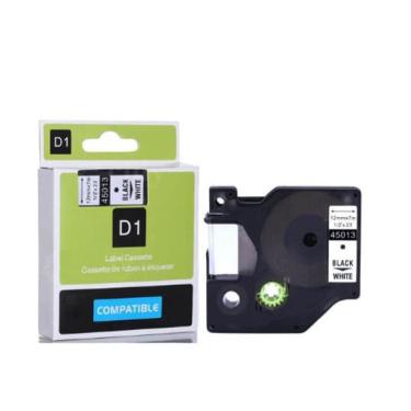 Imagem de Fita Compatível Dymo D1 45013 Branca Letra Preta 12Mm