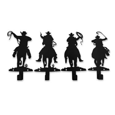 Imagem de Xedatric Ganchos de parede de metal caubói ocidental – Conjunto de 4 designs exclusivos de cowboy para decoração de quarto ocidental, entradas ou armários