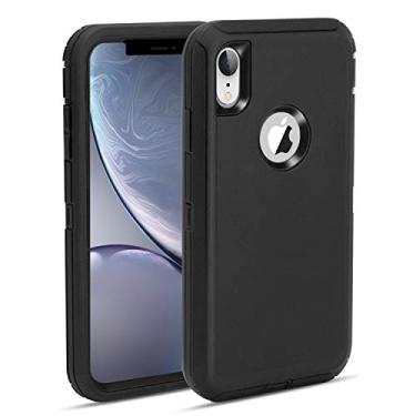 Imagem de MAXCURY Capa para iPhone XR, capa protetora de corpo inteiro resistente com absorção de choque para iPhone 10R, amortecedor de policarbonato rígido + capa traseira de TPU macio para homens e mulheres