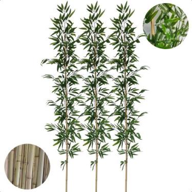 Imagem de Kit 3 Hastes de Bambu Mosso Artificial 2 Metros Grande Decoração - Flo