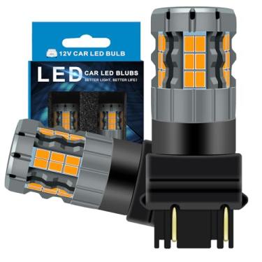 Imagem de Zyvirexa Lâmpadas LED de seta 3157 compatíveis com Dodge Grand Caravan 1988-2019 (frente) e 1991-2015 (traseira), lâmpada 3057 3757, amarelo âmbar, plug and play, pacote com 2