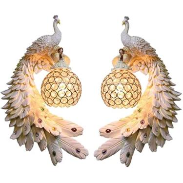 Imagem de HOSETEON Candeeiro de parede ng, V Luz de parede interna, luminária de parede europeia pavão criativo, simples g corredor de sala de estar, hall de entrada de ar g quarto filme simples B