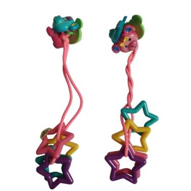 Imagem de 2 Pares Maria chiquinha Xuxa de cabelo Infantil Ursinho estrelas Fashion rosa