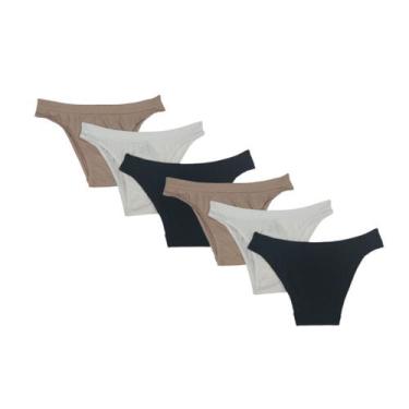 Imagem de Kit com 6 calcinhas tanga Trifil 4403, Preto, Branco, Macadamia, 0018,