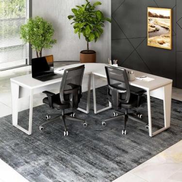 Imagem de Mesa em L Escritório 210cm x 210cm Pés Metal F5 Office - F5 Office G, 