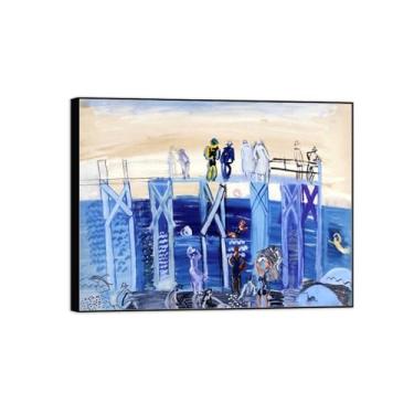 Imagem de Quadro preto impressão em tela arte de parede famosa reprodução de pintura - imagem em tela para sala de estar - cais - impressões e pôsteres de decoração de parede 40 x 50 cm 16 x 20 pol