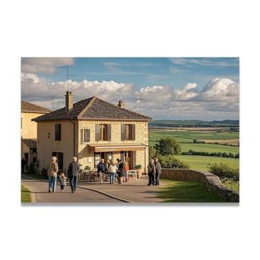 Imagem de Coastal Hamlet Breeze Cozy Town Impressão em tela paisagem de aldeia quente arte de parede para decoração de escritório doméstico envolto em galeria 60 x 90 cm