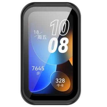 Imagem de LOKEKE Compatível com Huawei Band 10 cobertura total PC capa protetora de tela de vidro temperado compatível com Huawei Band 10/9/8 (PC preto)