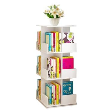 Imagem de AKALNNB Torre de estante giratória de 360°, suporte de exibição de CD de 3/4/5 camadas, rack de exibição de armazenamento de unidade de piso, fácil de montar para sala, escritório, quarto, sala de