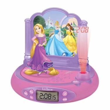 Imagem de LEXiBOOK Disney Princess Rapunzel projetor rádio relógio, luz noturna embutida, projeção de tempo no teto, efeitos sonoros, alimentado por bateria, rosa/roxo, RP515DP