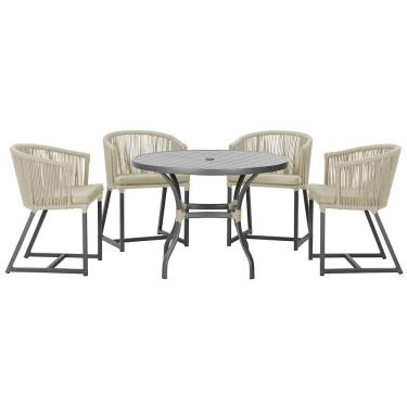 Imagem de Mesa com 4 Cadeiras de Jantar Roma 100cm e Noronha em Aluminío