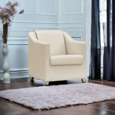 Imagem de Poltrona Mila Corino Cores Pé De Plástico Cromado - Bege, Corino