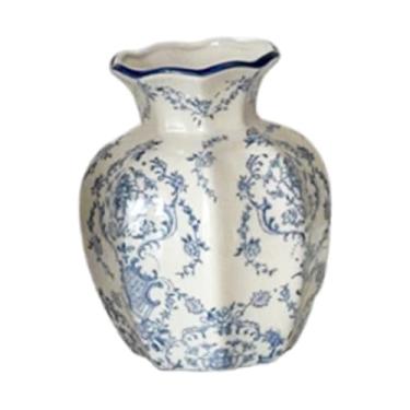 Imagem de Generic Vaso de cerâmica para flores, azul e branco, porcelana, decoração, exibição, vaso de plantas, arranjo floral para escritório, entrada, prateleira, Begônia 8cmx15cm
