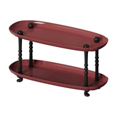 Imagem de SiaBiced Organizador de mesa, suporte de rack de armazenamento de, organizador de maquiagem, bandeja de penteadeira para casa, cômoda, dormitório, Vermelho