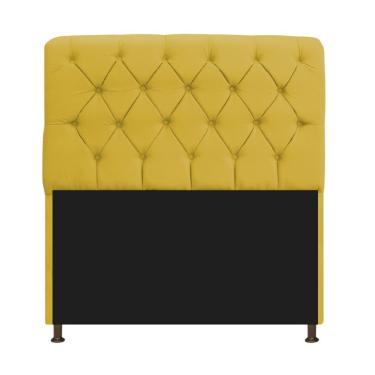 Imagem de Cabeceira Estofada Lady 160 Cm Queen Size Com Capitonê Suede - Doce Sonho Móveis Amarelo