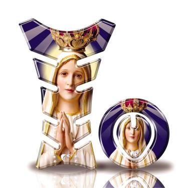 Imagem de Kit Protetor Tanque Adesivo Moto Honda Nossa Senhora Fatima Até 2016 Cor Azul