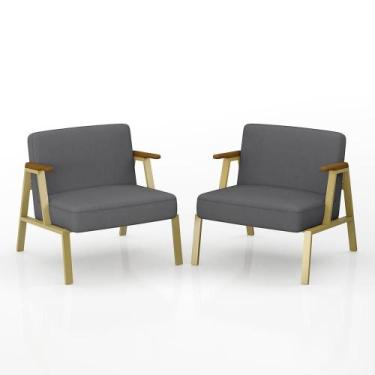 Imagem de Kit 2 Poltronas Coimbra Estilo Industrial Dourado/cinam/cinza - M.a - 