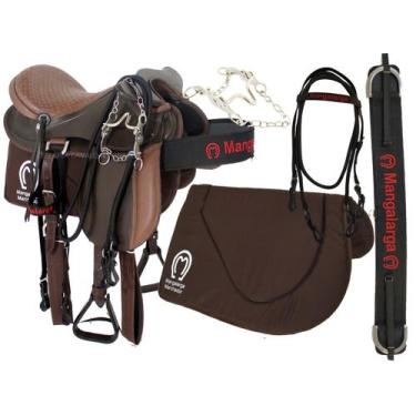 Imagem de Sela Completa De Cabeça Australiana Para Passeios Toda em Couro + Mant