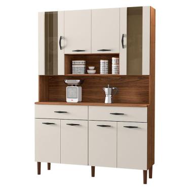 Imagem de Kit Cozinha Golden 8 Portas Nogueira Off White - Kits Paraná