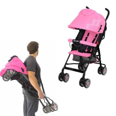 Imagem de Carrinho de Bebê Guarda Chuva Passeio Leve Infantil Compacto Viagens Dobrável Cinto 5 Pontos Avião Até 15Kg Resistente Umbrella Fecha Fácil Portátil Baby Style Rosa