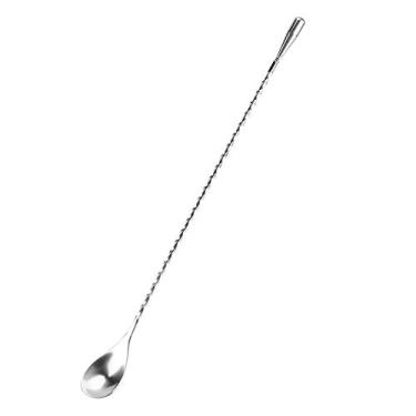 Imagem de Cocktail de Barra de Aço Inoxidável Mistura de Colher Longa Drink Drink Tool de Agitação Segura e Resistente Twist para Bebida que Mexer