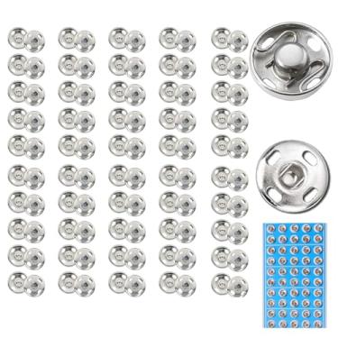Imagem de MIUPOO Botões De Pressão Metal Para Costura, Fechos Costura Roupas, Jeans, Sobretudos, Faça Você Mesmo, 0,31 Polegadas/8 Mm Diâmetro, 50 Conjuntos, Prata